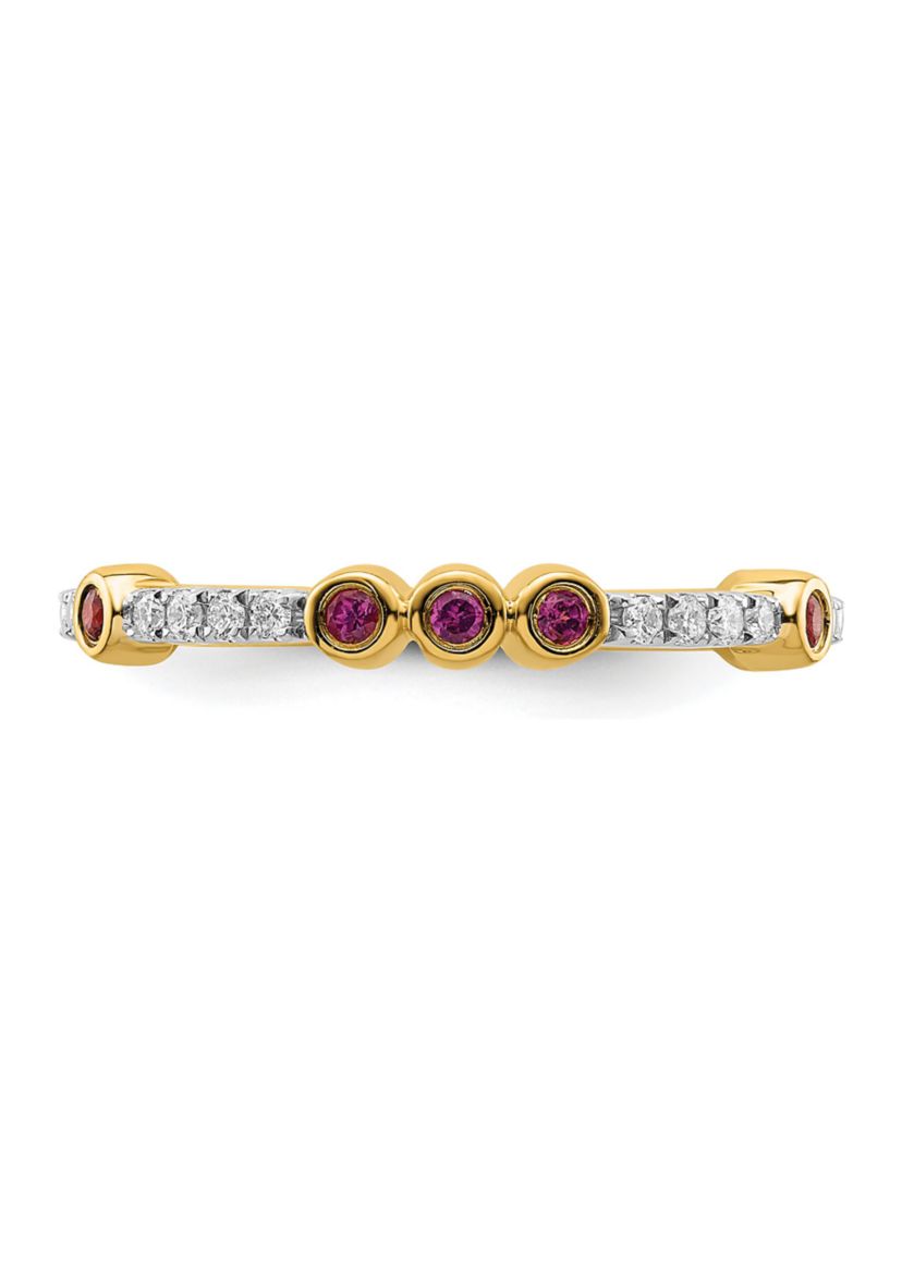 1/5 ct. t.w. Rhodolite Garnet and 1/10 ct. t.w. Diamond Stackable Expressions Ring in 14K Gold