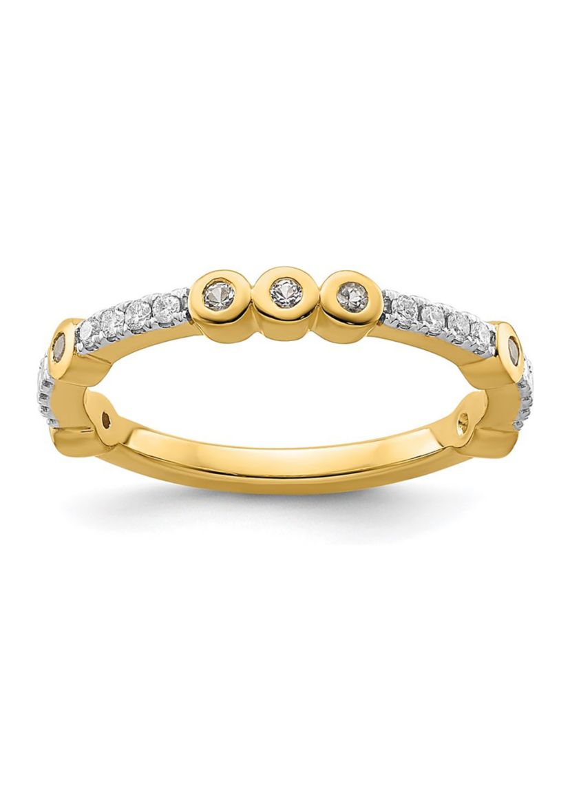 1/5 ct. t.w. White Topaz and 1/10 ct. t.w. Diamond Stackable Expressions Ring in 14K Gold