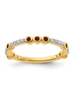 Belk & Co Lab Created 1/10 Ct. T.w. Ruby And 1/10 Ct. T.w. Diamond Stackable Expressions Ring In 14K Gold