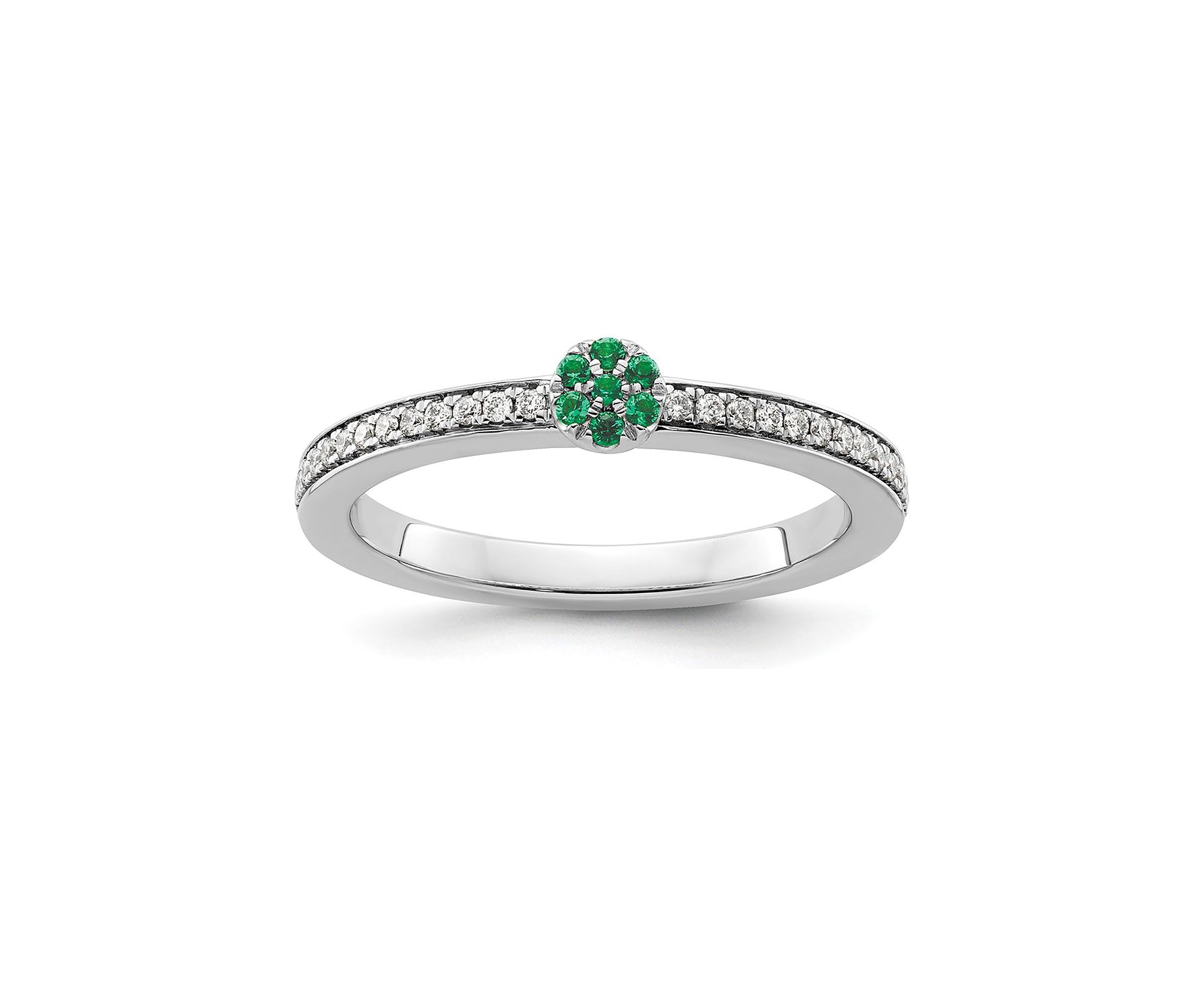 Lab Created 1/10 ct. t.w. Emerald and 1/8 ct. t.w. Diamond Stackable Expressions Ring in 14K Gold