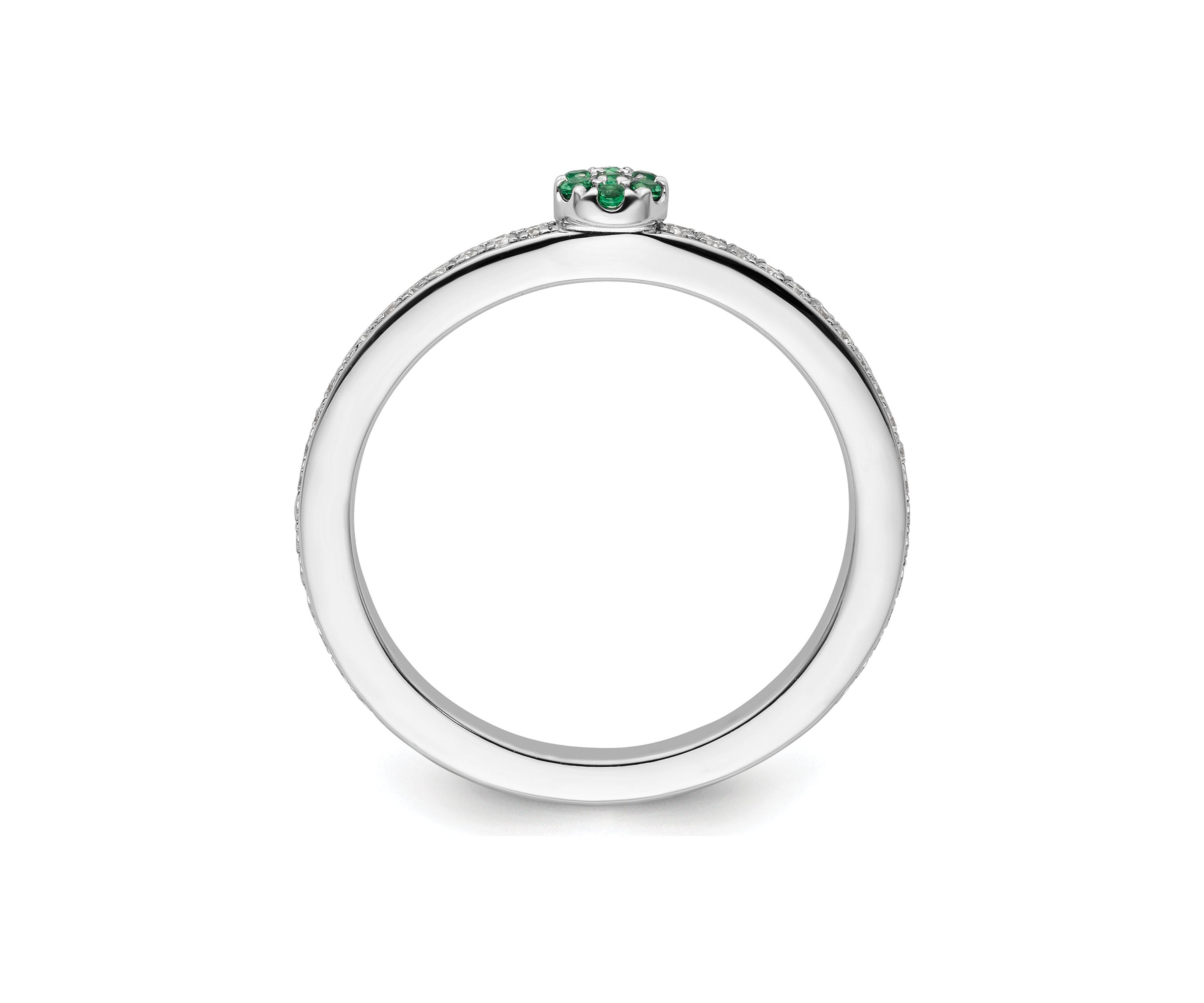Lab Created 1/10 ct. t.w. Emerald and 1/8 ct. t.w. Diamond Stackable Expressions Ring in 14K Gold