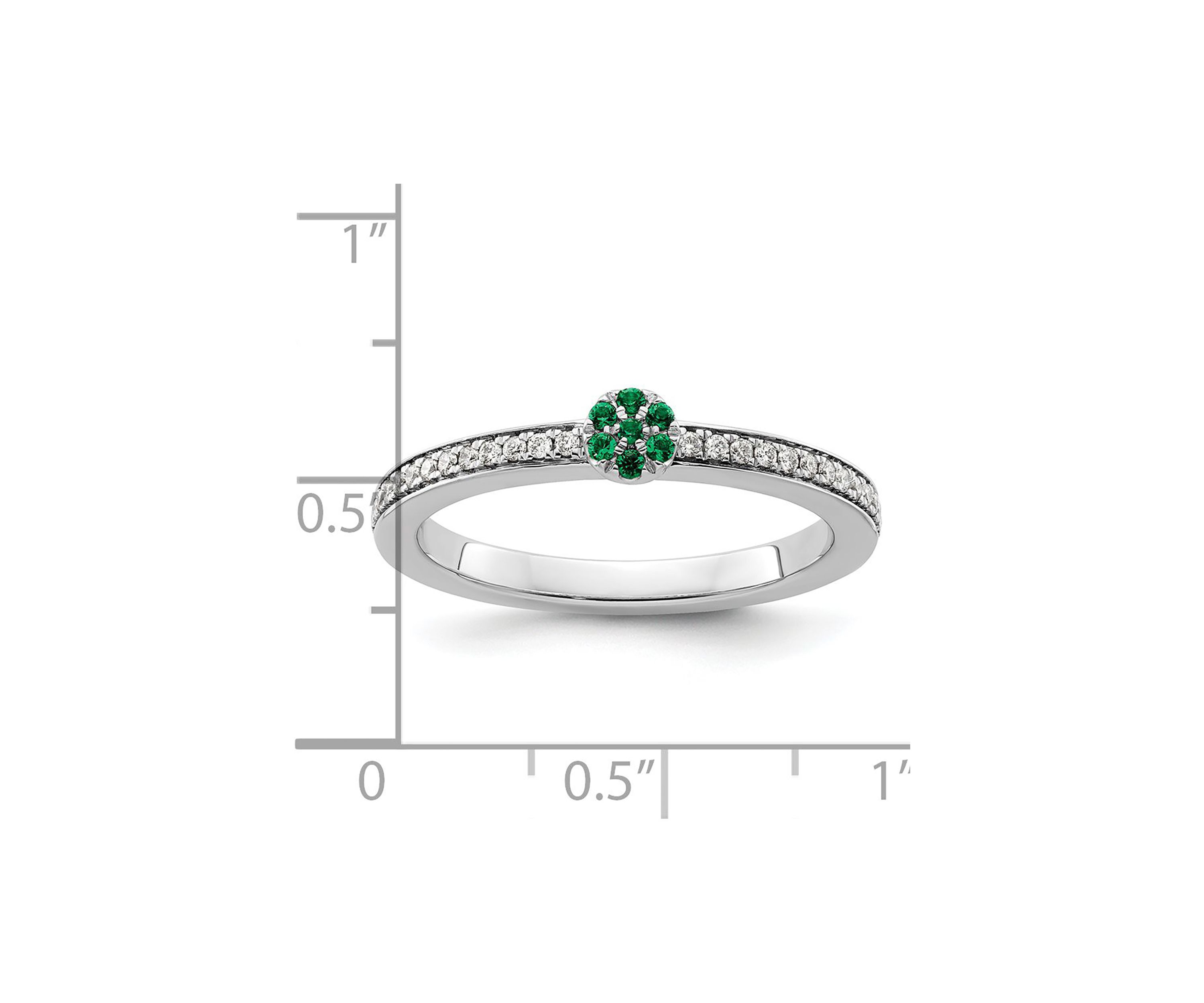 Lab Created 1/10 ct. t.w. Emerald and 1/8 ct. t.w. Diamond Stackable Expressions Ring in 14K Gold