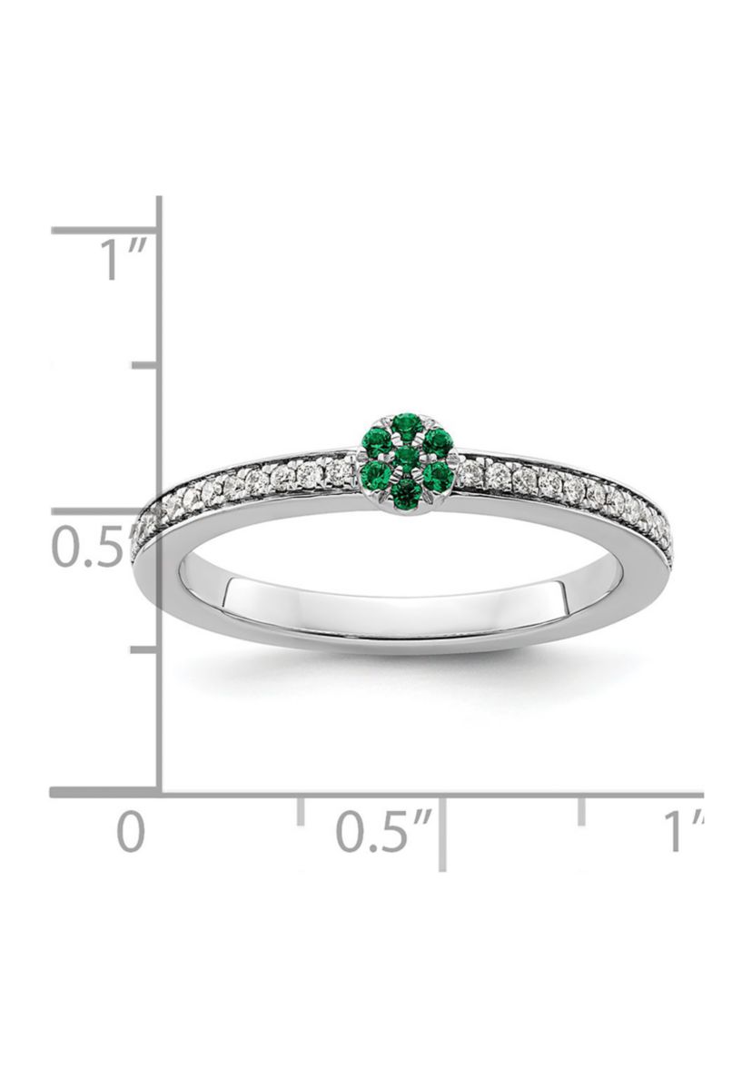 Lab Created 1/10 ct. t.w. Emerald and 1/8 ct. t.w. Diamond Stackable Expressions Ring in 14K Gold