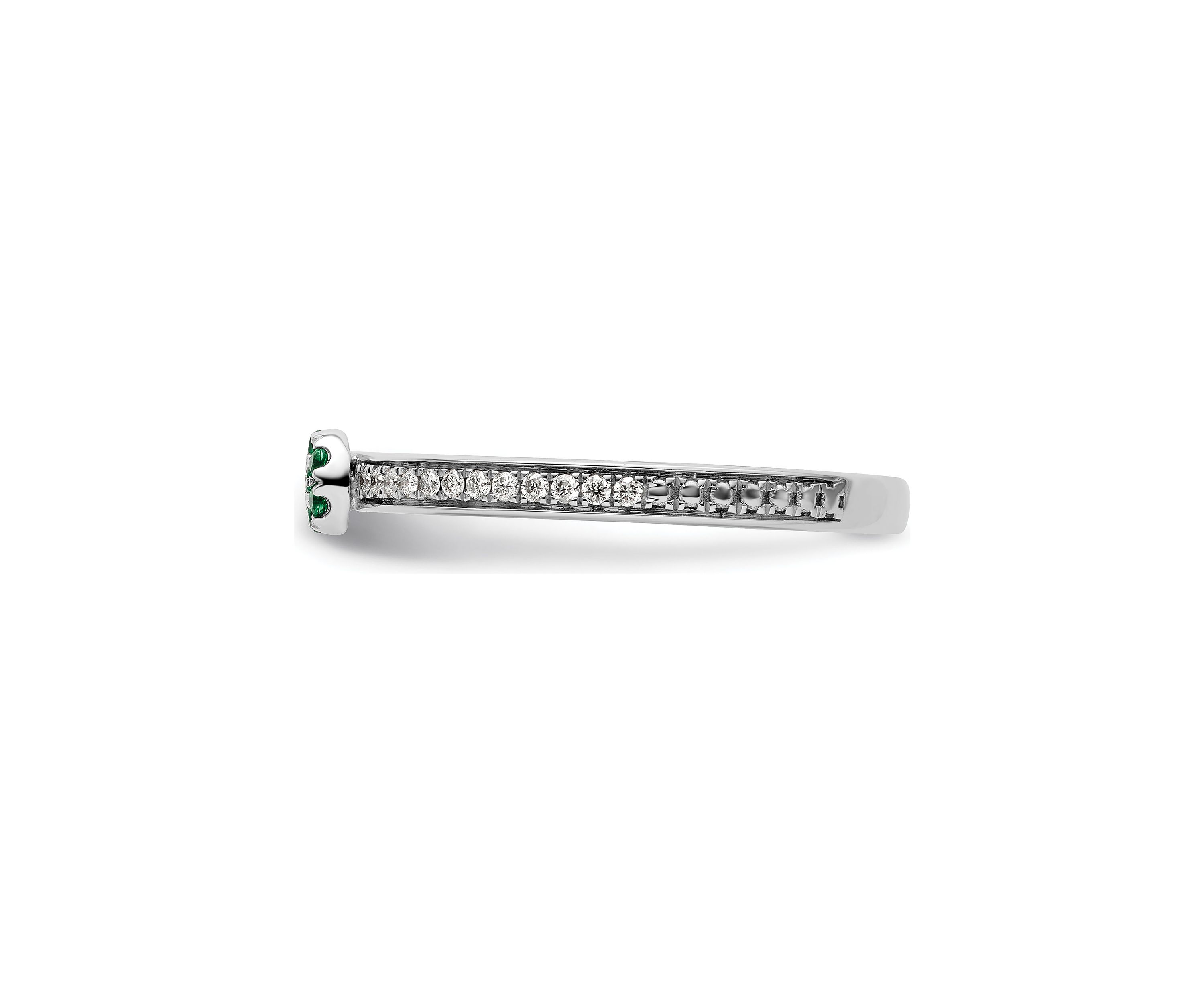 Lab Created 1/10 ct. t.w. Emerald and 1/8 ct. t.w. Diamond Stackable Expressions Ring in 14K Gold