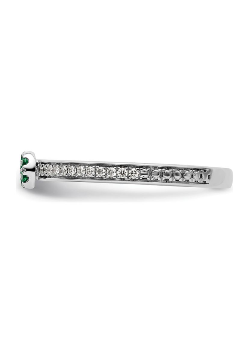 Lab Created 1/10 ct. t.w. Emerald and 1/8 ct. t.w. Diamond Stackable Expressions Ring in 14K Gold