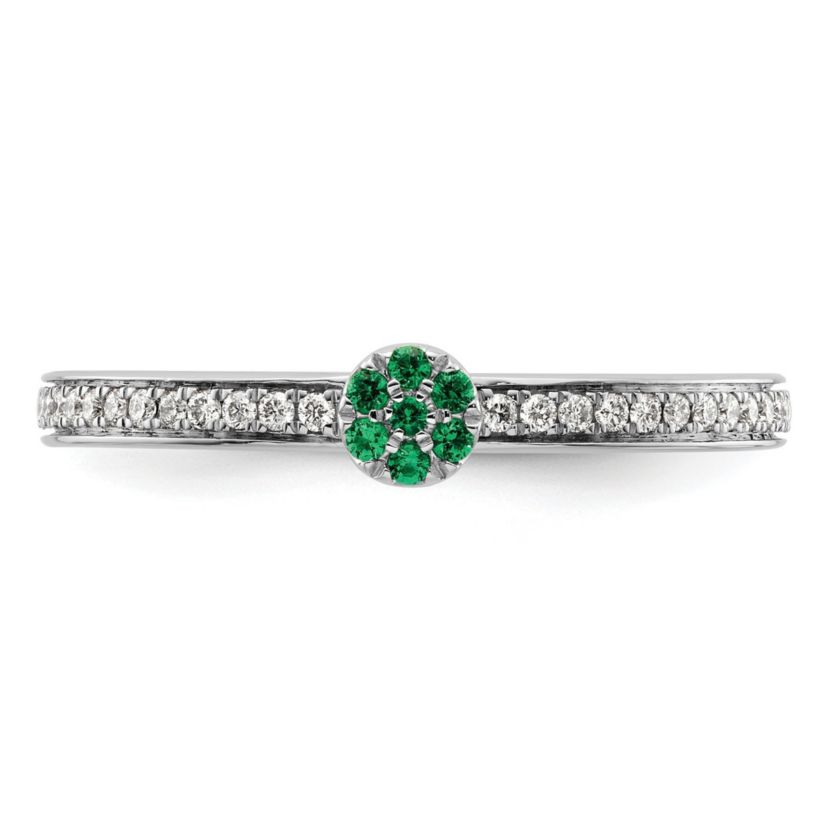 Lab Created 1/10 ct. t.w. Emerald and 1/8 ct. t.w. Diamond Stackable Expressions Ring in 14K Gold