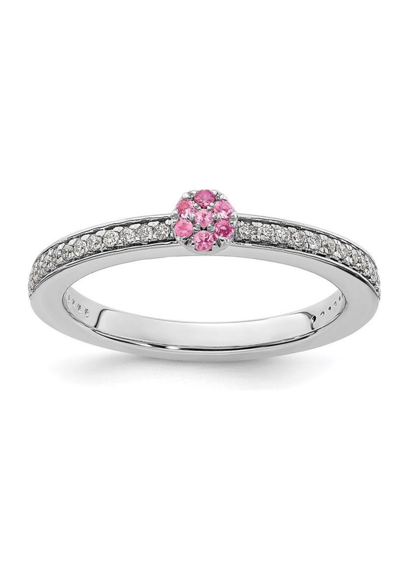 0.075 ct. t.w. Pink Tourmaline and 1/8 ct. t.w. Diamond Stackable Expressions Ring in 14K Gold