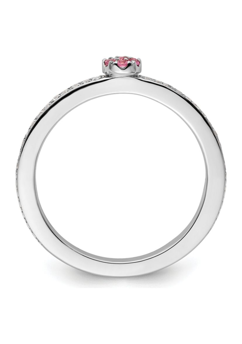 0.075 ct. t.w. Pink Tourmaline and 1/8 ct. t.w. Diamond Stackable Expressions Ring in 14K Gold