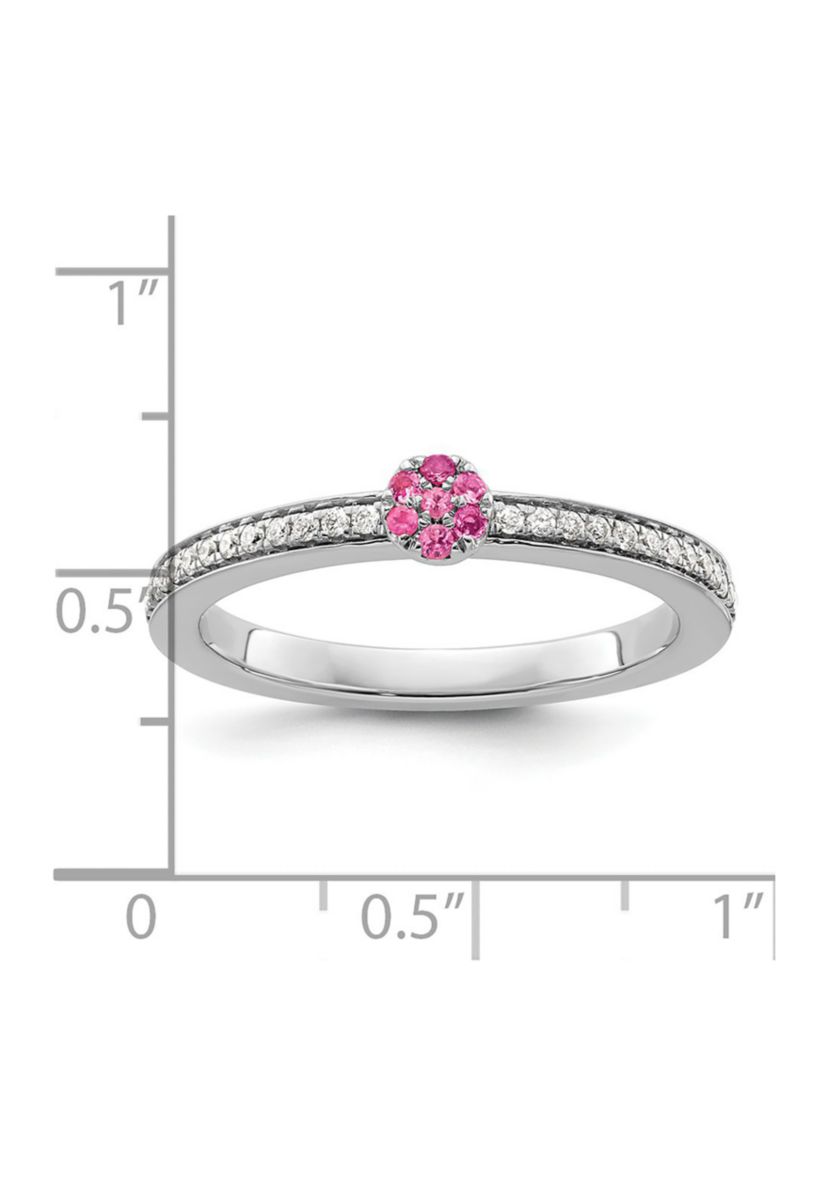 0.075 ct. t.w. Pink Tourmaline and 1/8 ct. t.w. Diamond Stackable Expressions Ring in 14K Gold