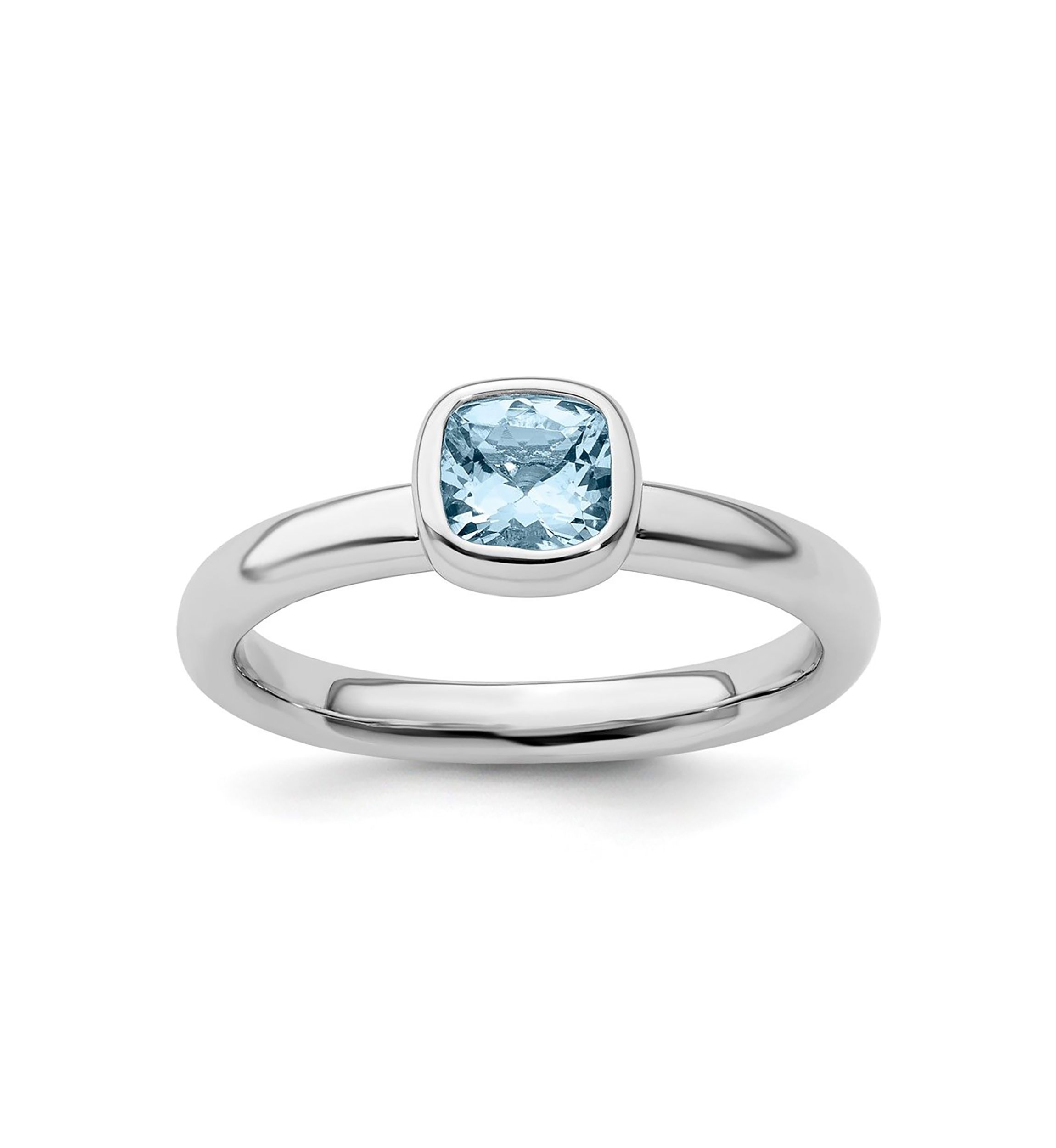 1/2 ct. t.w. Cushion-cut Aquamarine Stackable Expressions Ring in Sterling Silver