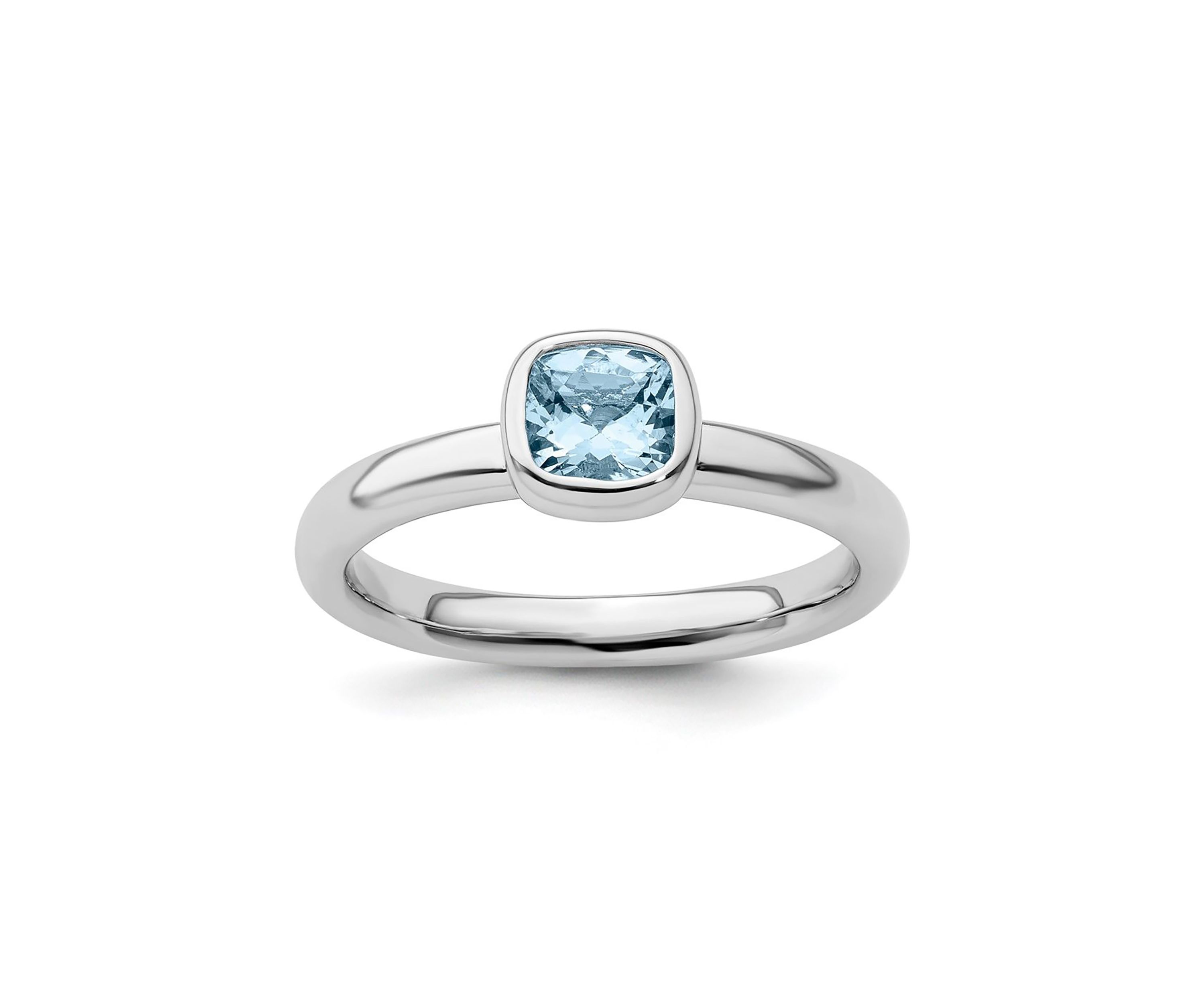1/2 ct. t.w. Cushion-cut Aquamarine Stackable Expressions Ring in Sterling Silver