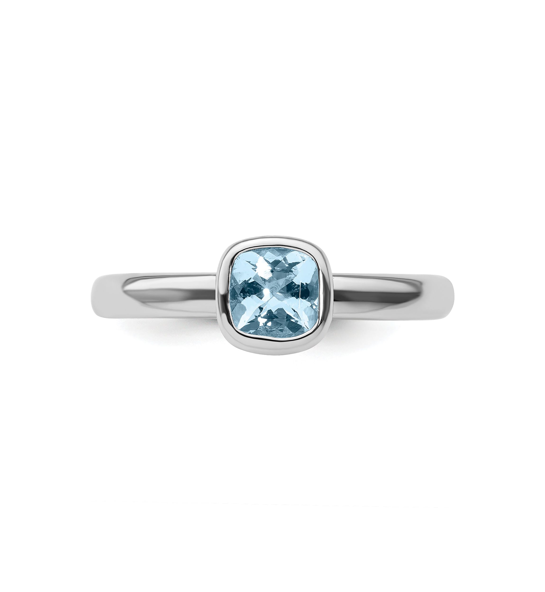 1/2 ct. t.w. Cushion-cut Aquamarine Stackable Expressions Ring in Sterling Silver