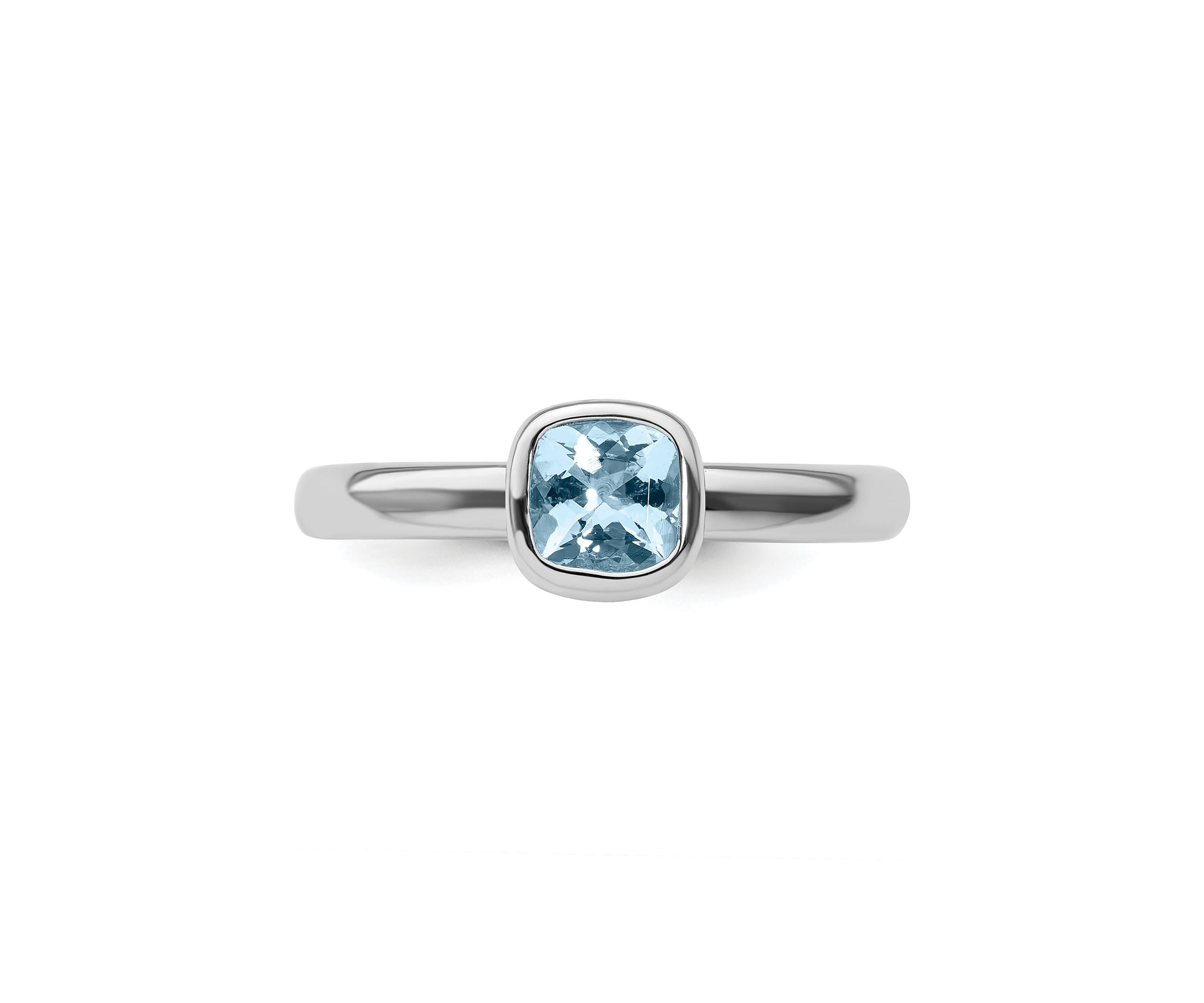 1/2 ct. t.w. Cushion-cut Aquamarine Stackable Expressions Ring in Sterling Silver