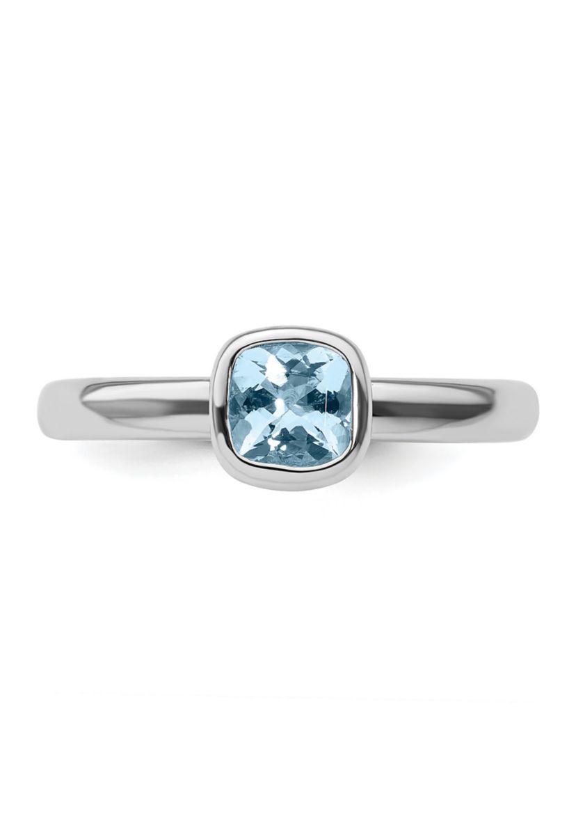 1/2 ct. t.w. Cushion-cut Aquamarine Stackable Expressions Ring in Sterling Silver
