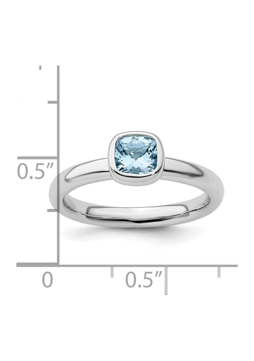 1/2 ct. t.w. Cushion-cut Aquamarine Stackable Expressions Ring in Sterling Silver