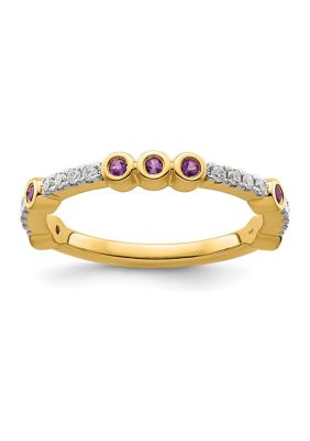 Belk & Co 1/5 Ct. T.w. Amethyst And 1/10 Ct. T.w. Diamond Stackable Expressions Ring In 14K Gold