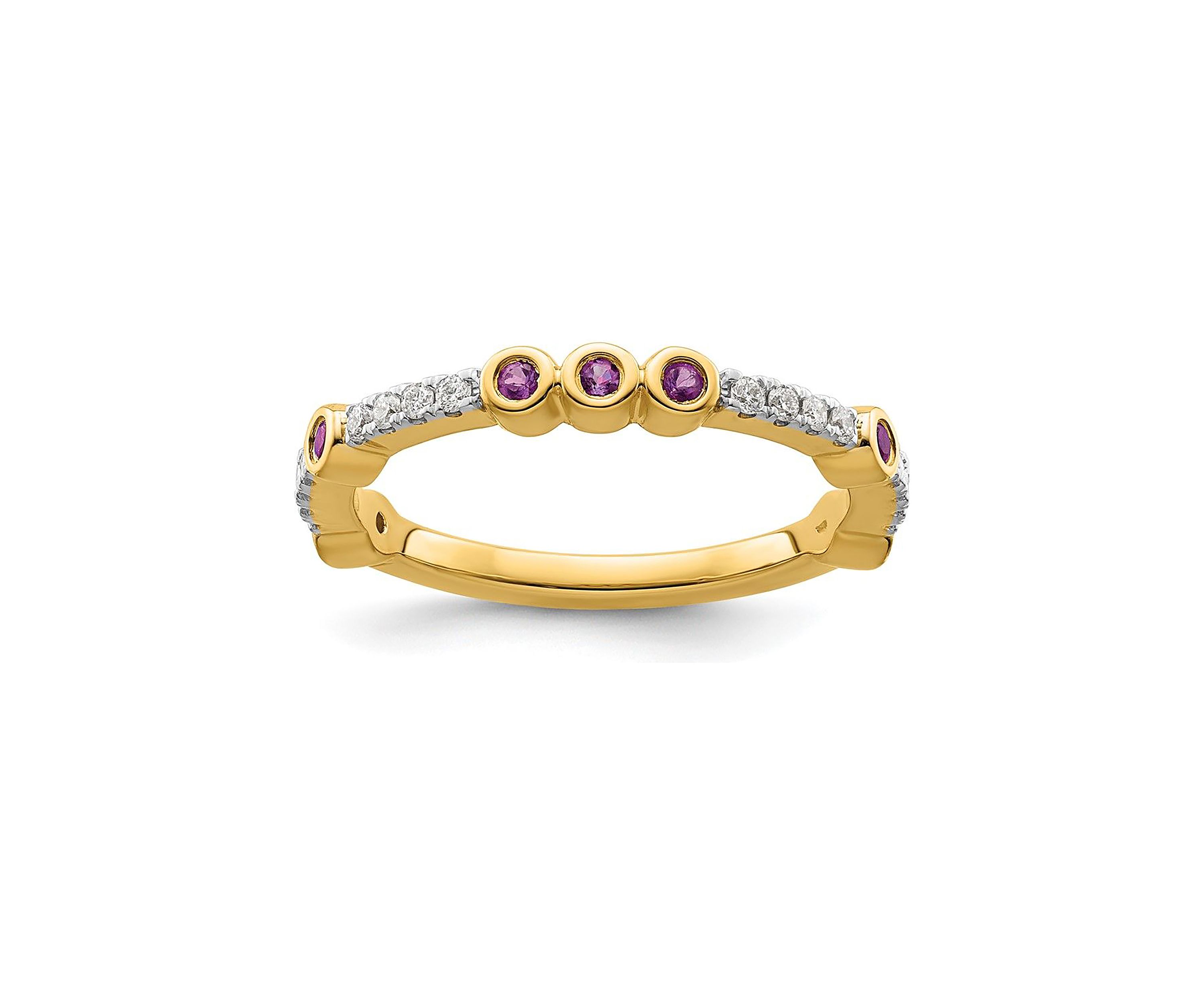 1/5 ct. t.w. Amethyst and 1/10 ct. t.w. Diamond Stackable Expressions Ring in 14K Gold