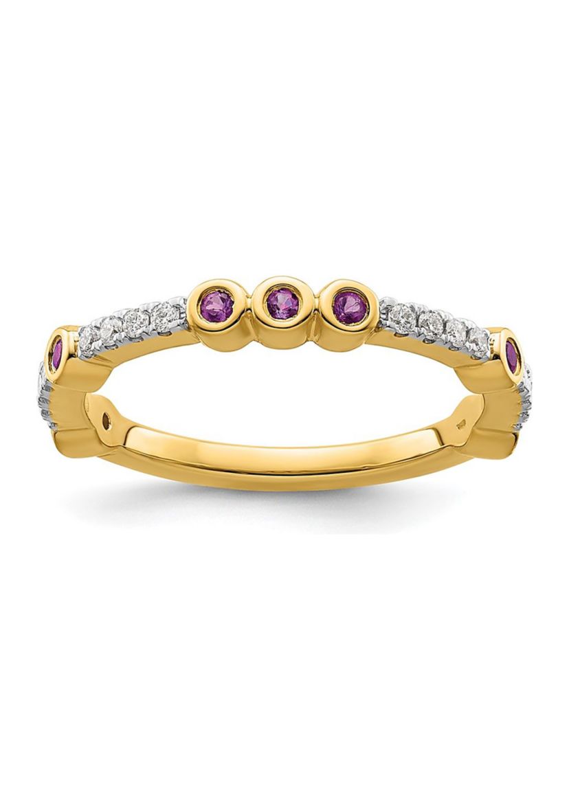 1/5 ct. t.w. Amethyst and 1/10 ct. t.w. Diamond Stackable Expressions Ring in 14K Gold