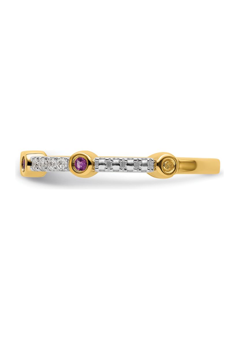 1/5 ct. t.w. Amethyst and 1/10 ct. t.w. Diamond Stackable Expressions Ring in 14K Gold