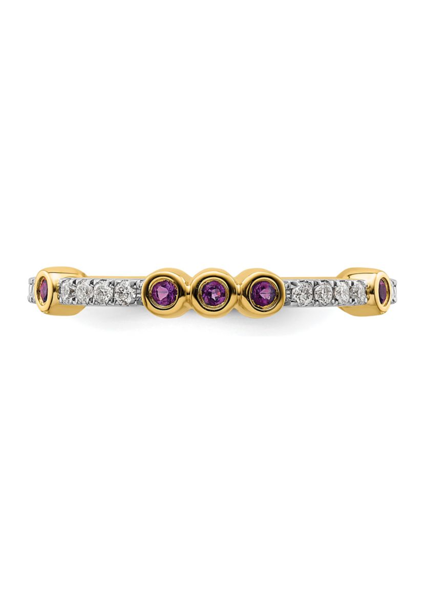 1/5 ct. t.w. Amethyst and 1/10 ct. t.w. Diamond Stackable Expressions Ring in 14K Gold