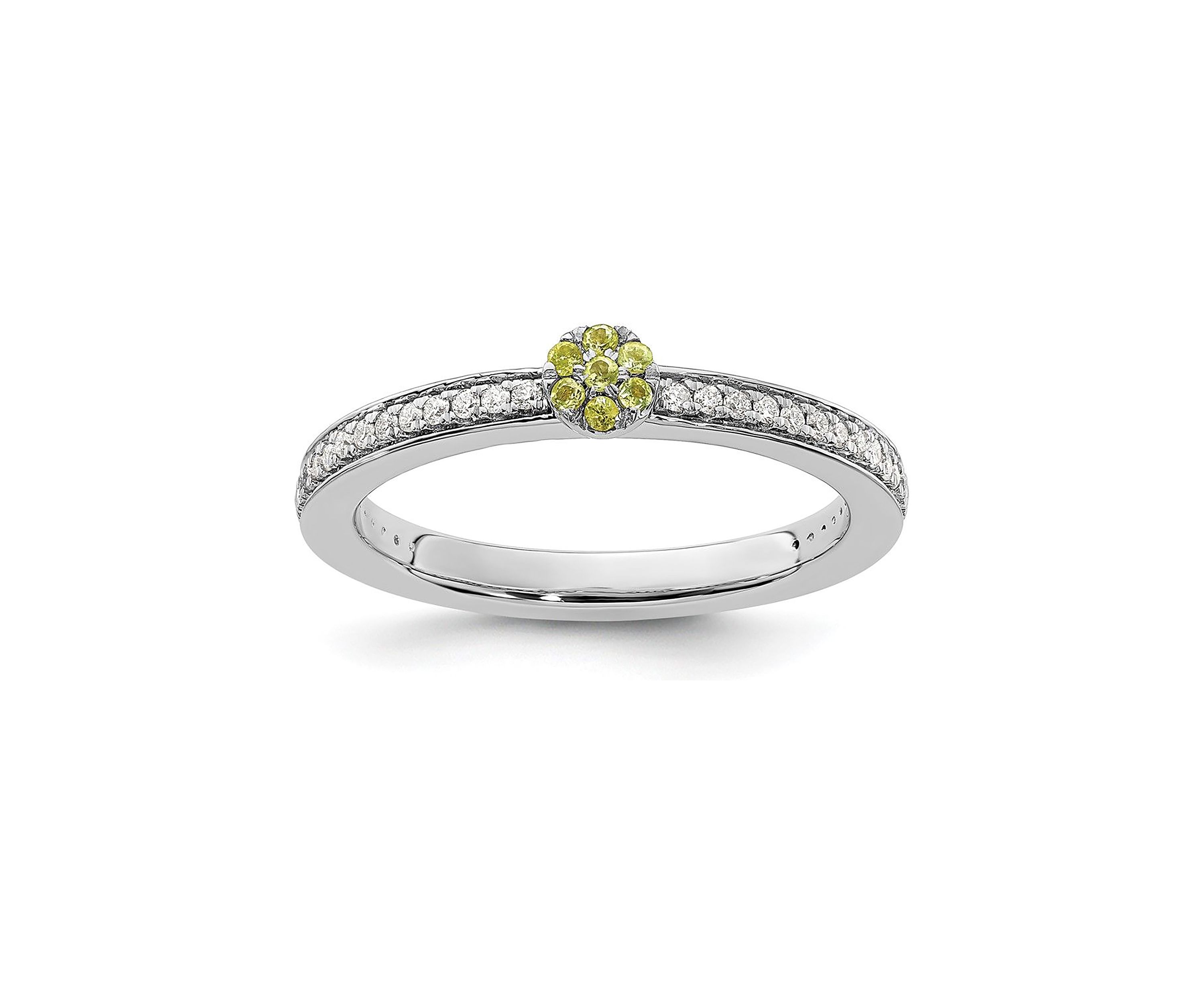 0.075 ct. t.w. Peridot and 1/8 ct. t.w. Diamond Stackable Expressions Ring in 14K Gold