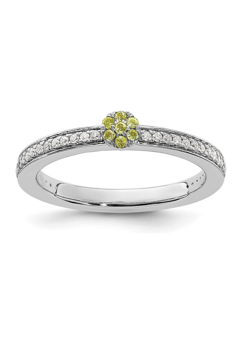 0.075 ct. t.w. Peridot and 1/8 ct. t.w. Diamond Stackable Expressions Ring in 14K Gold