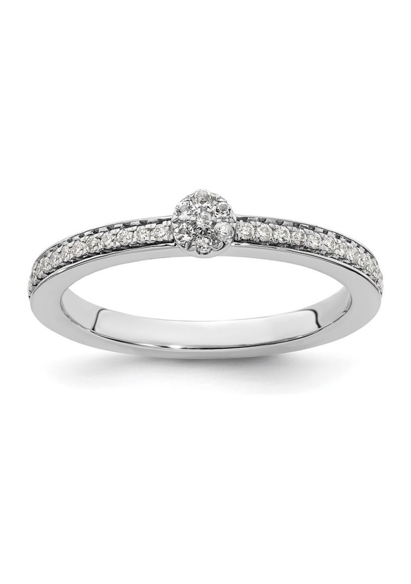 1/10 ct. t.w. White Topaz and 1/8 ct. t.w. Diamond Stackable Expressions Ring in 14K Gold