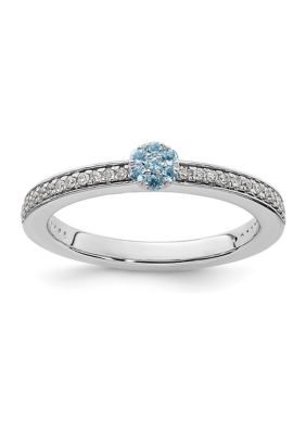 Belk & Co 1/10 ct. t.w. Aquamarine and 1/8 ct. t.w. Diamond Stackable Expressions Ring in 14K Gold, White, 5 -  0191101298097