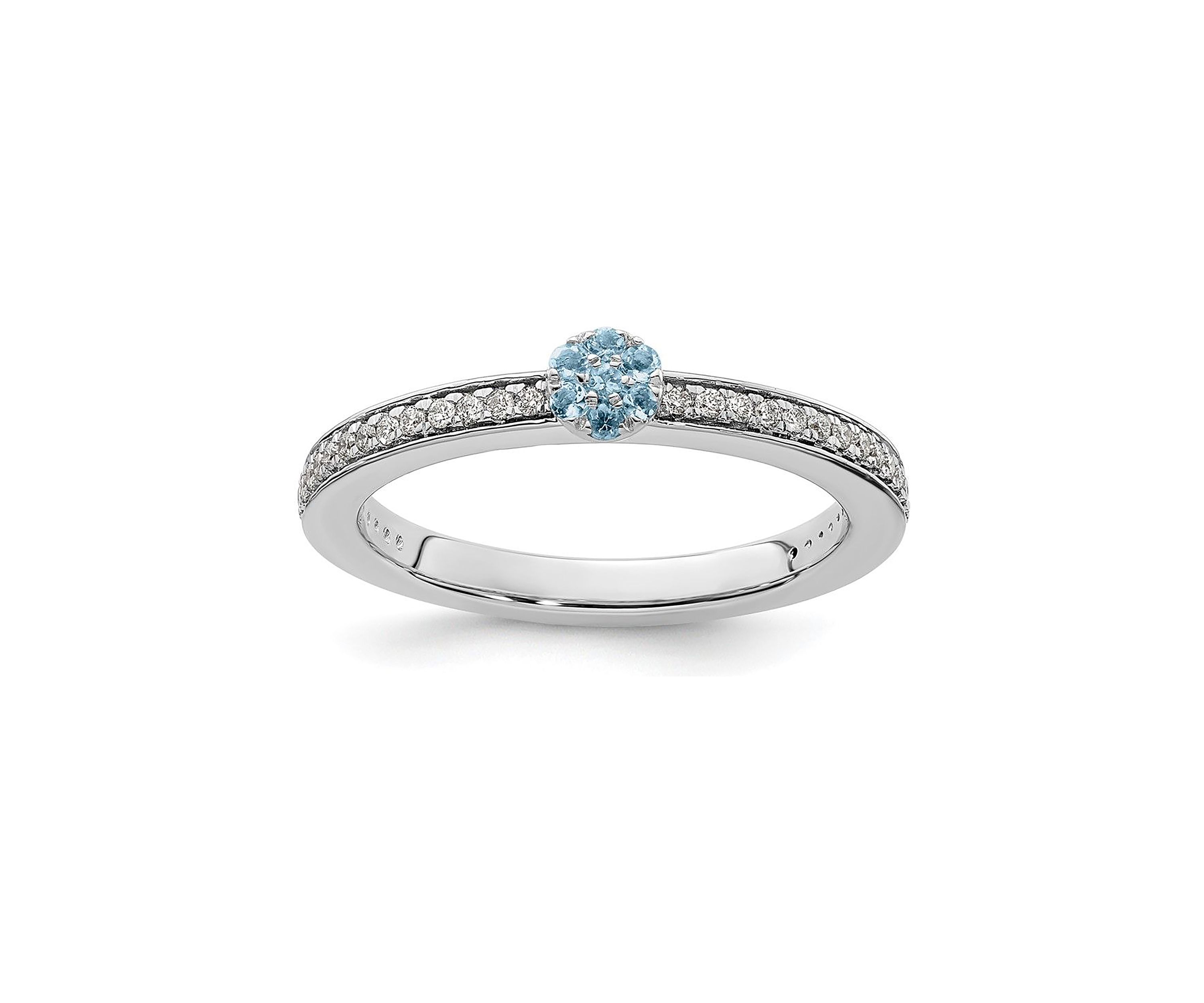 1/10 ct. t.w. Aquamarine and 1/8 ct. t.w. Diamond Stackable Expressions Ring in 14K Gold