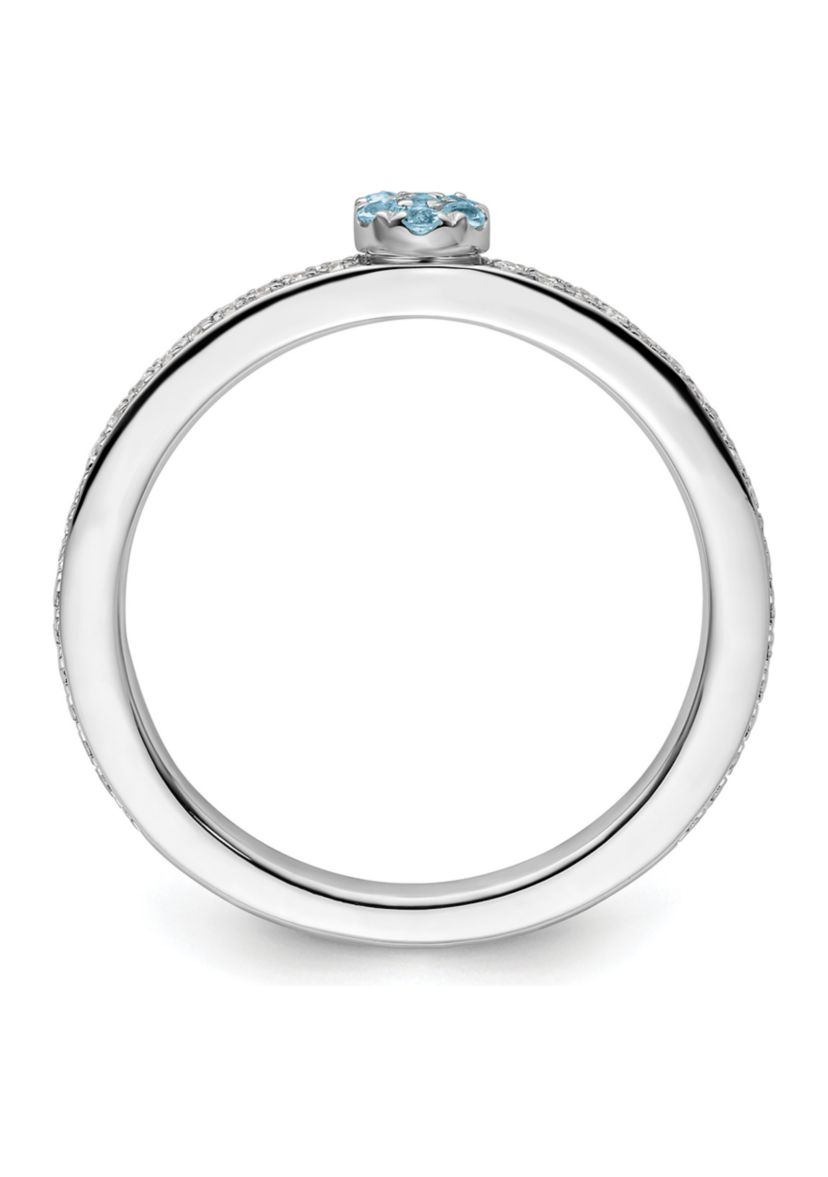 1/10 ct. t.w. Aquamarine and 1/8 ct. t.w. Diamond Stackable Expressions Ring in 14K Gold