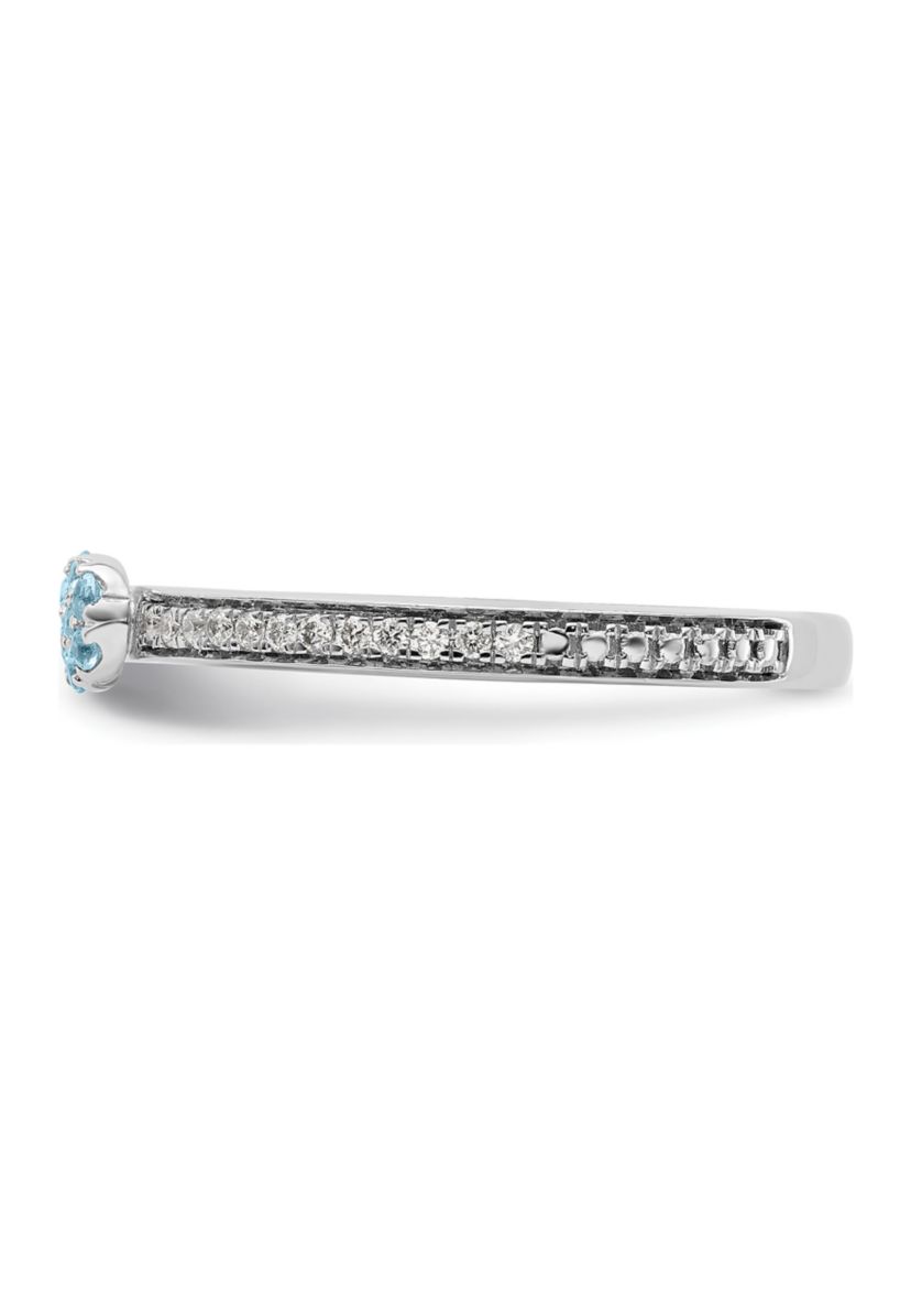 1/10 ct. t.w. Aquamarine and 1/8 ct. t.w. Diamond Stackable Expressions Ring in 14K Gold