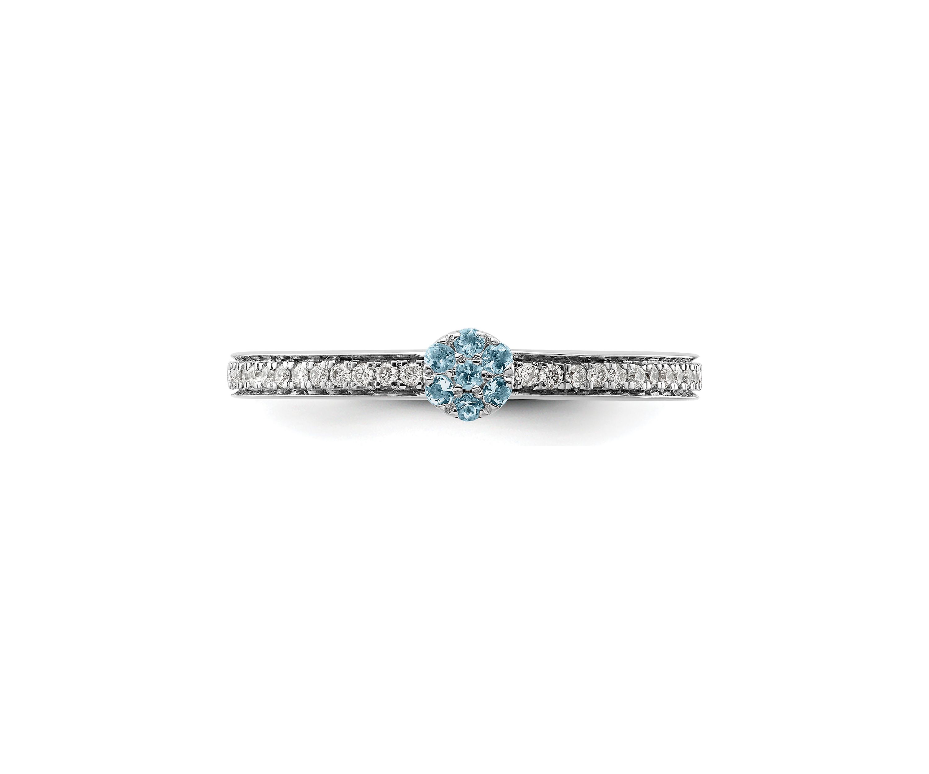 1/10 ct. t.w. Aquamarine and 1/8 ct. t.w. Diamond Stackable Expressions Ring in 14K Gold