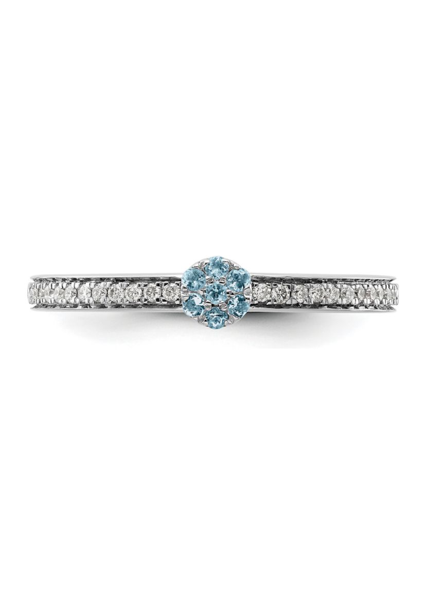 1/10 ct. t.w. Aquamarine and 1/8 ct. t.w. Diamond Stackable Expressions Ring in 14K Gold