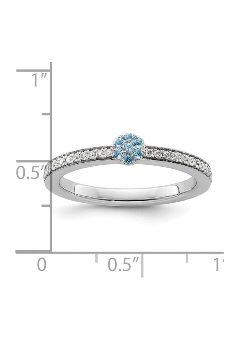 1/10 ct. t.w. Aquamarine and 1/8 ct. t.w. Diamond Stackable Expressions Ring in 14K Gold