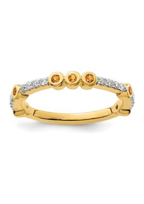 Belk & Co 1/5 Ct. T.w. Citrine And 1/10 Ct. T.w. Diamond Stackable Expressions Ring In 14K Gold
