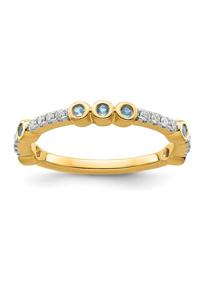 1/5 ct. t.w. Aquamarine and 1/10 ct. t.w. Diamond Stackable Expressions Ring in 14K Gold