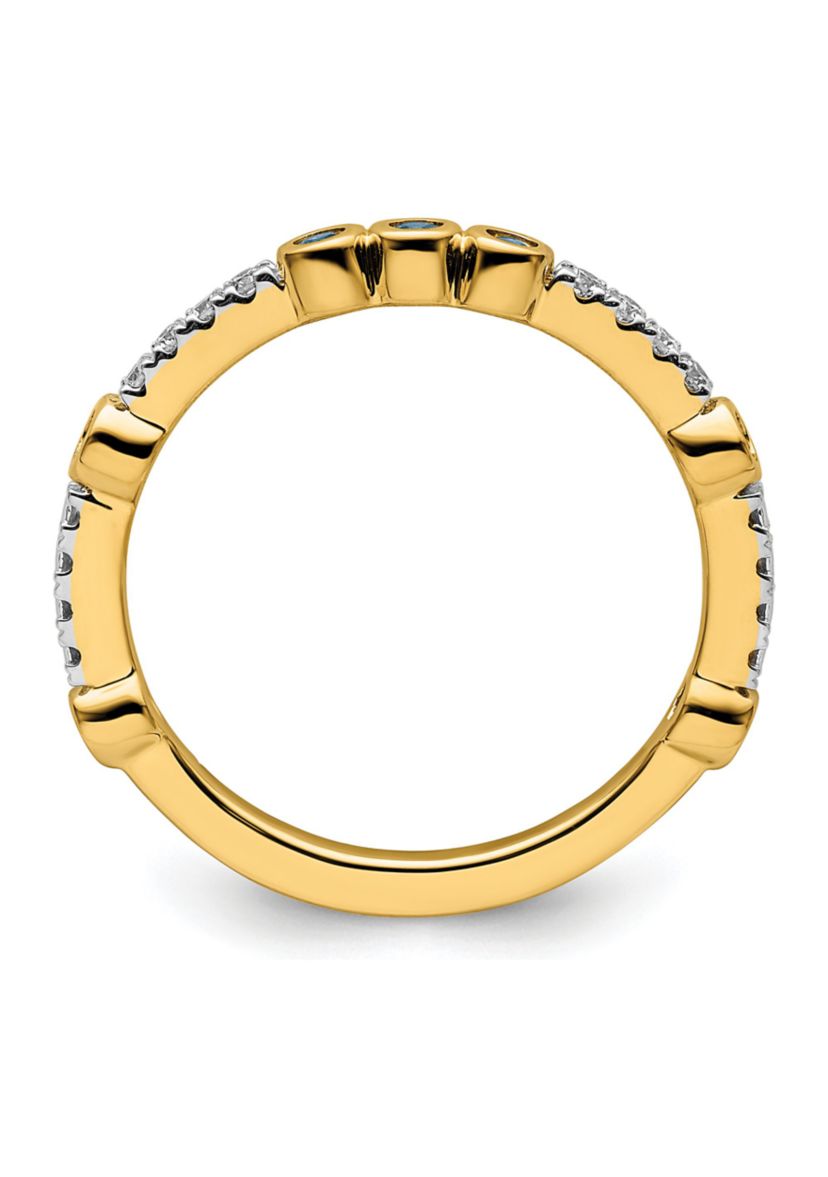 1/5 ct. t.w. Aquamarine and 1/10 ct. t.w. Diamond Stackable Expressions Ring in 14K Gold