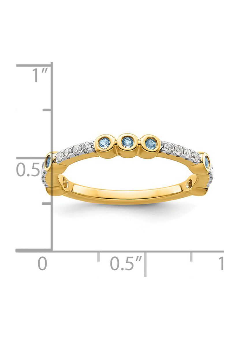 1/5 ct. t.w. Aquamarine and 1/10 ct. t.w. Diamond Stackable Expressions Ring in 14K Gold