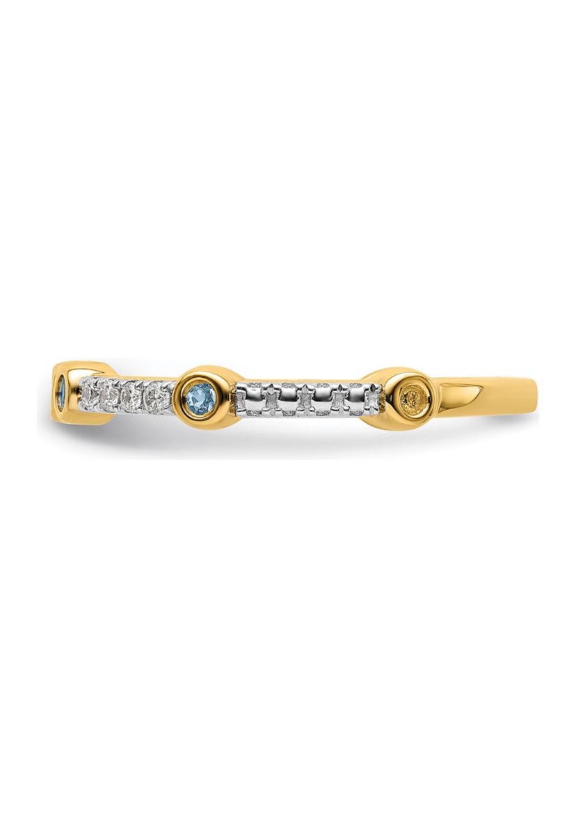 1/5 ct. t.w. Aquamarine and 1/10 ct. t.w. Diamond Stackable Expressions Ring in 14K Gold