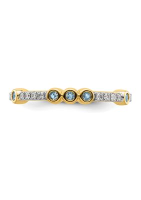 1/5 ct. t.w. Aquamarine and 1/10 Diamond Stackable Expressions Ring 14K Gold