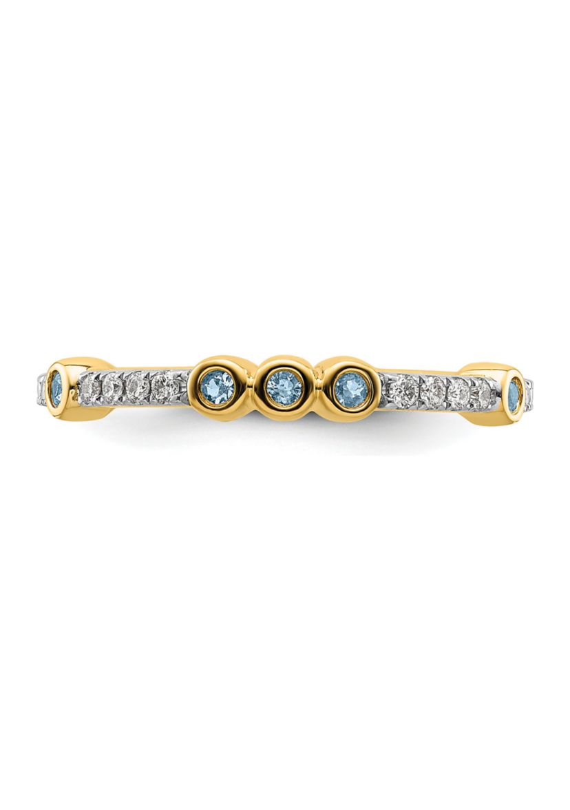 1/5 ct. t.w. Aquamarine and 1/10 ct. t.w. Diamond Stackable Expressions Ring in 14K Gold