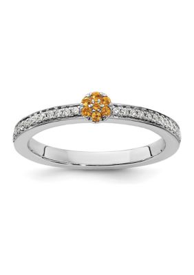 Belk & Co 0.075 Ct. T.w. Citrine And 1/8 Ct. T.w. Diamond Stackable Expressions Ring In 14K Gold
