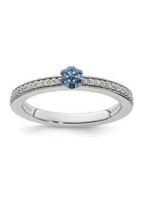 Belk & Co 0.075 Ct. T.w. Blue Topaz And 1/8 Ct. T.w. Diamond Stackable Expressions Ring In 14K Gold