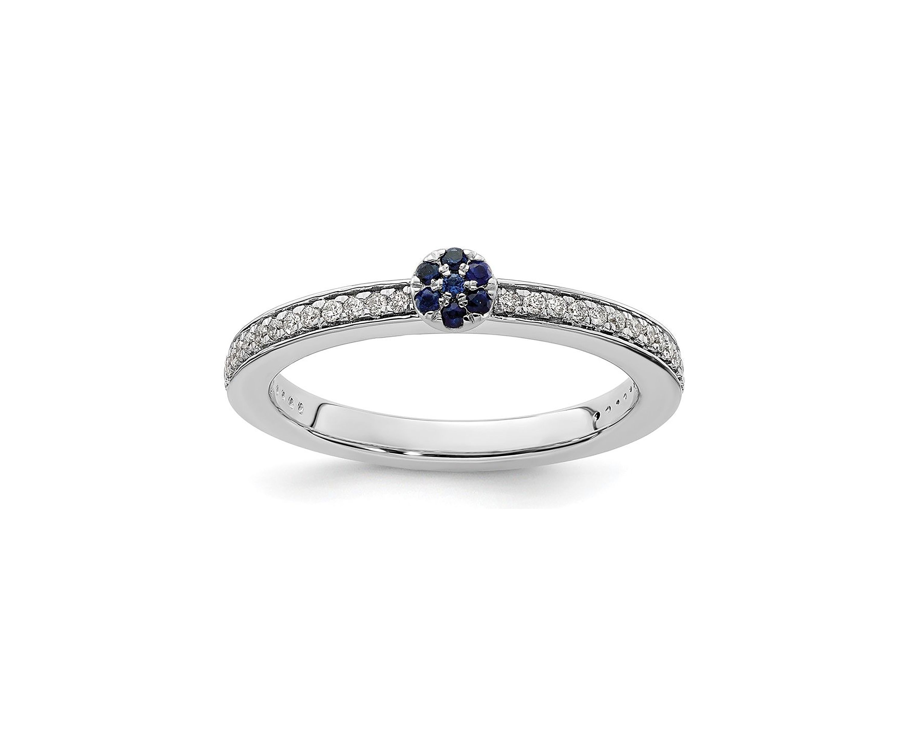 Lab Created 0.075 ct. t.w. Sapphire and 1/8 ct. t.w. Diamond Stackable Expressions Ring in 14K Gold