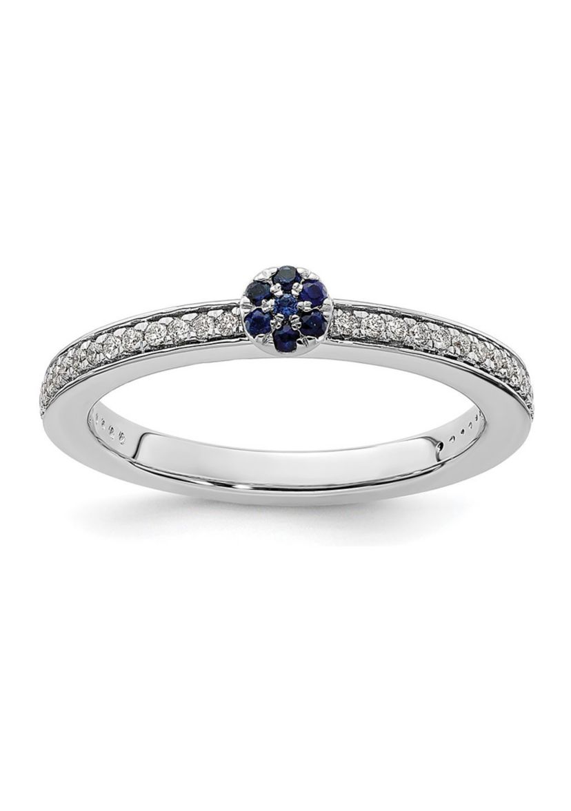 Lab Created 0.075 ct. t.w. Sapphire and 1/8 ct. t.w. Diamond Stackable Expressions Ring in 14K Gold