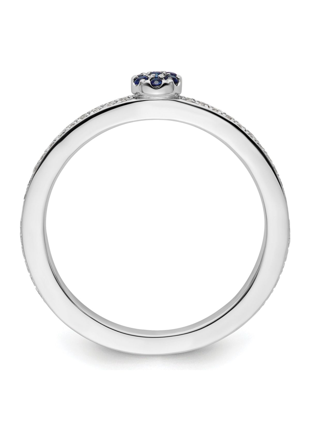 Lab Created 0.075 ct. t.w. Sapphire and 1/8 ct. t.w. Diamond Stackable Expressions Ring in 14K Gold