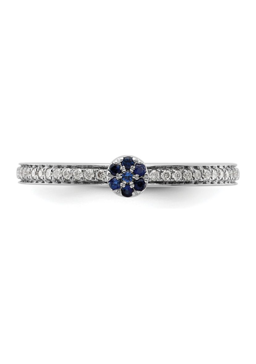 Lab Created 0.075 ct. t.w. Sapphire and 1/8 ct. t.w. Diamond Stackable Expressions Ring in 14K Gold