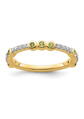 Belk & Co 1/8 ct. t.w. Peridot and 1/10 ct. t.w. Diamond Stackable Expressions Ring in 14K Gold, Yellow, 6 -  0191101214394