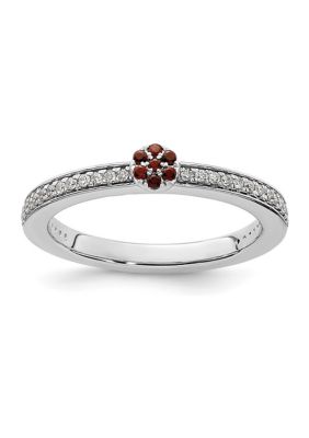 Belk & Co 1/10 Ct. T.w. Garnet And 1/8 Ct. T.w. Diamond Stackable Expressions Ring In 14K Gold