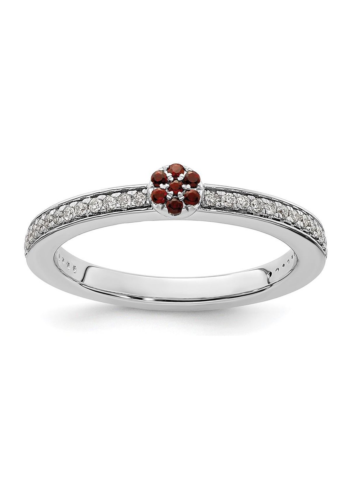 1/10 ct. t.w. Garnet and 1/8 ct. t.w. Diamond Stackable Expressions Ring in 14K Gold